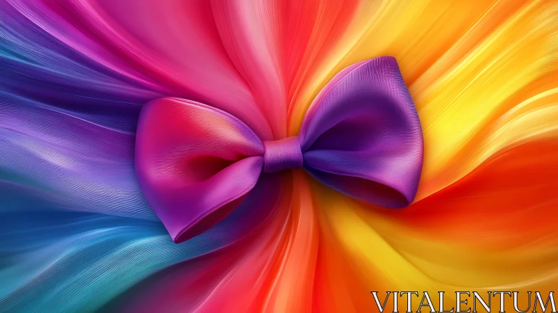 Silky rainbow bow swirling through luminous color waves.