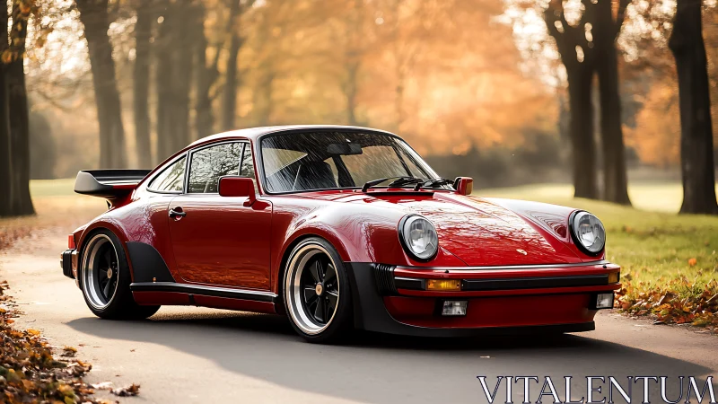 Classic red sports coupe displays wide-body aero kit and low stance