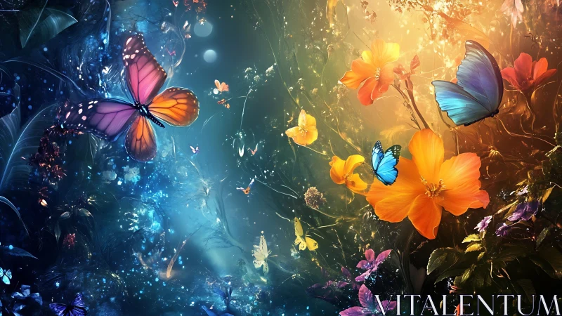 Butterflies weave glowing bridges between twilight and dawn