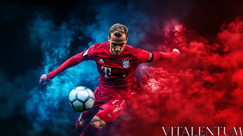 Explosive soccer action captures a focused player in motion