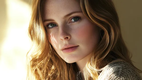 Soft golden portrait celebrates serene natural beauty.