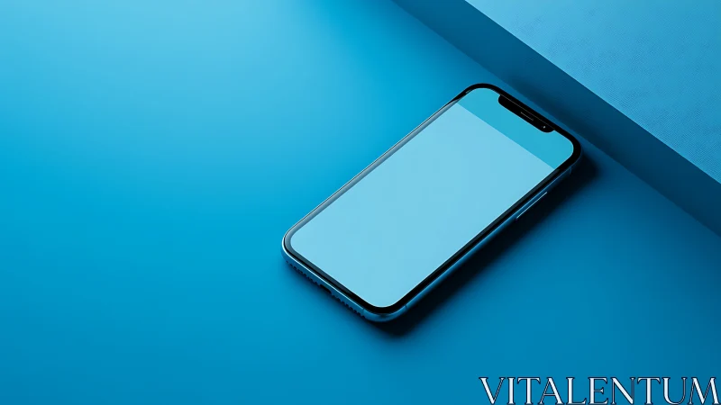 Cool blue smartphone rests ready against a clean modern backdrop