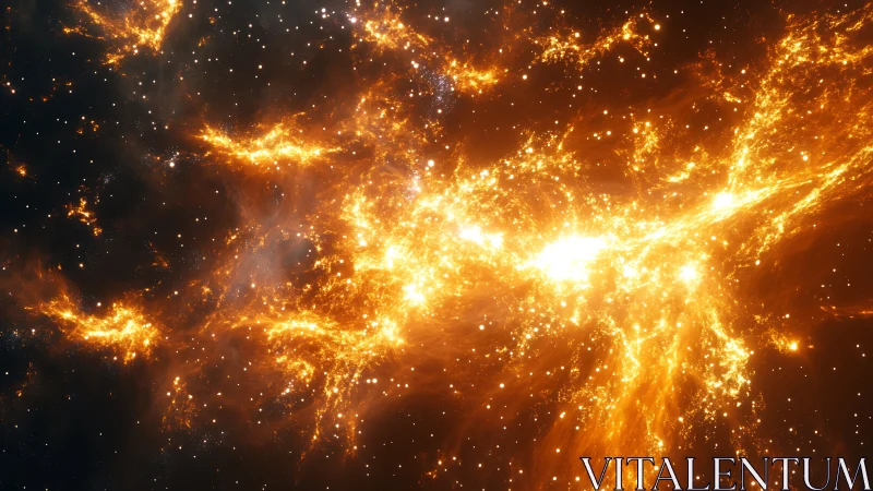 Stellar nebula with dense golden gas and dust field.