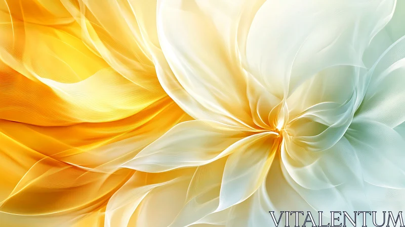 Radial translucent fabric waves form luminous yellow-white vortex