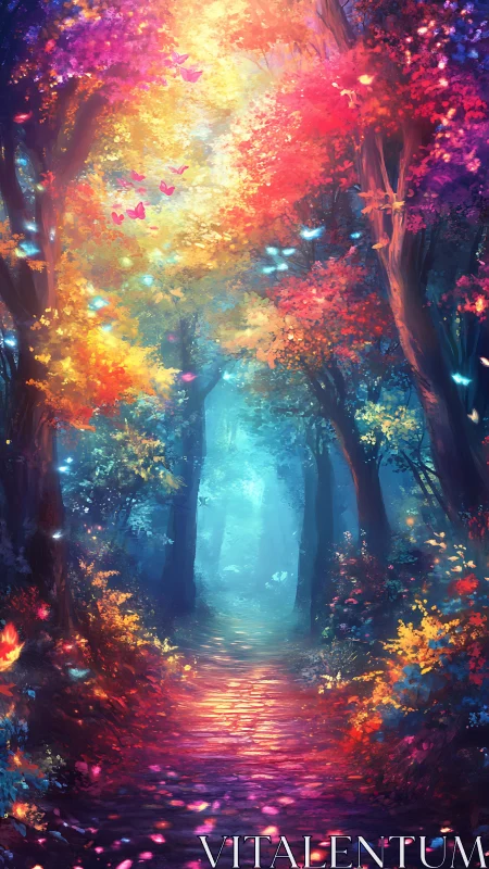 Enchanted Pathway: Where Neon Dreams Meet Mystical Wonder.