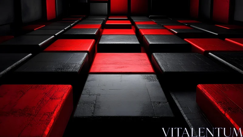 Abstract 3D Red and Black Cubes Pattern with Glossy Texture. Abstract 3D Red and Black Cubes Pattern with Glossy Texture.