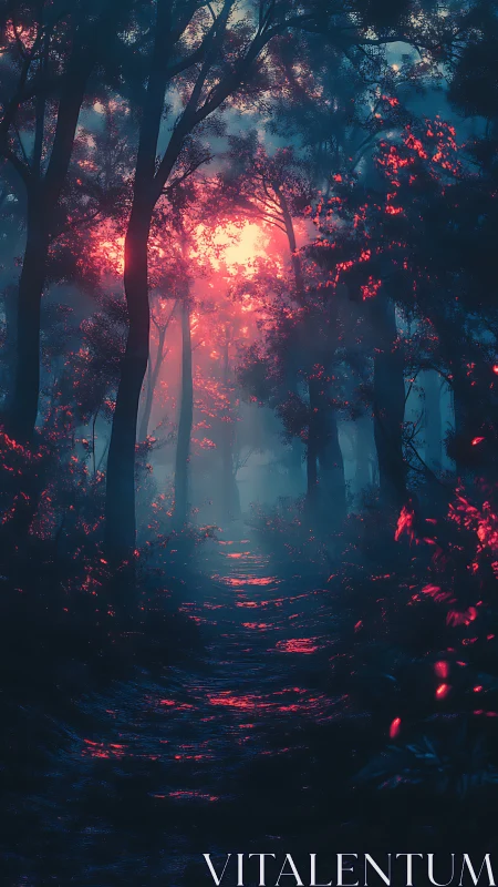 Luminescent Forest Path: Volumetric Rendering of Bioluminescent Woodland Scene
