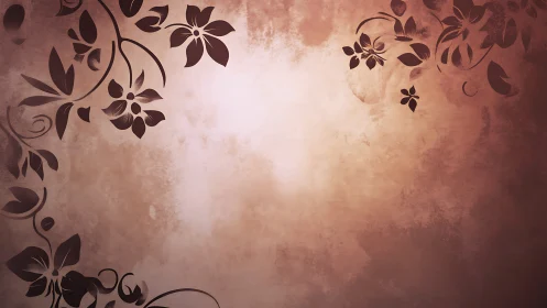 Muted floral corner vignette on textured sepia ground.