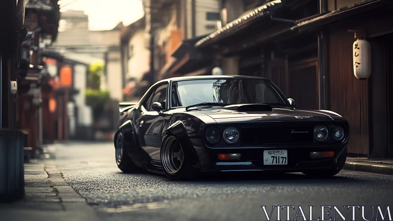 Midnight street cruiser resting in a quiet Japanese alley.