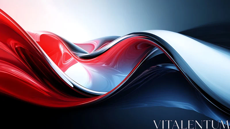 Curved tricolor digital ribbons forming fluid wave structure.