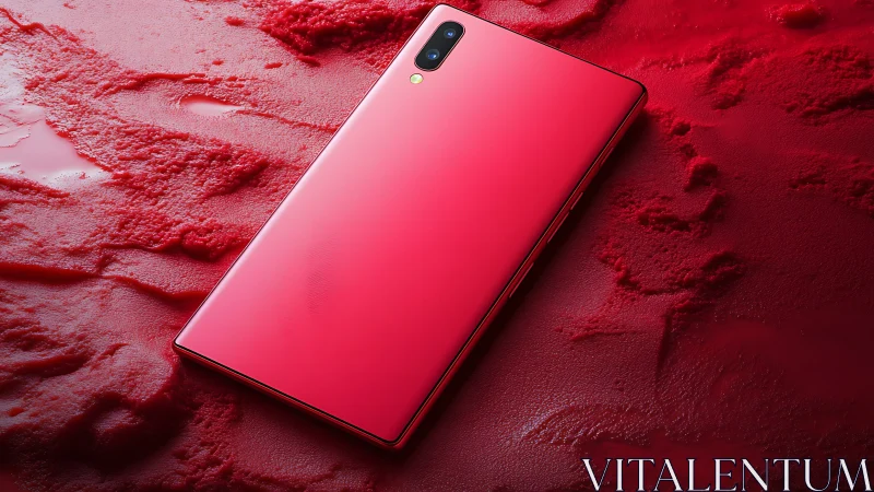Vibrant Pink Smartphone in Striking Red Setting.