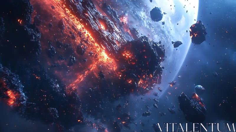 Planetary crust fractures as molten asteroid field ignites