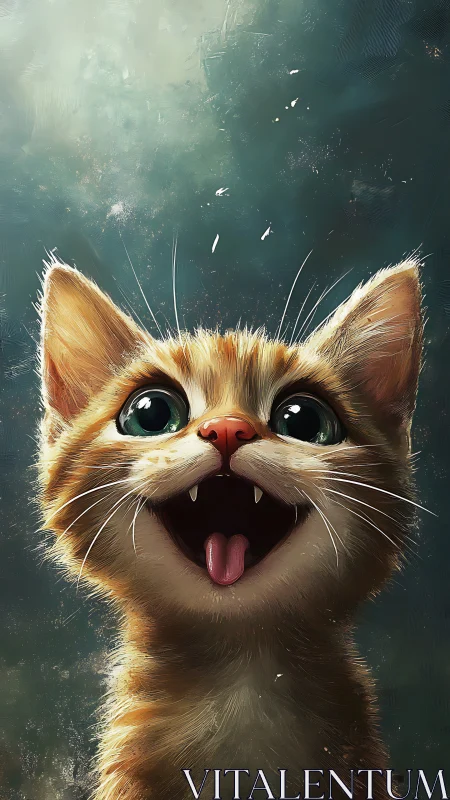 Joyful ginger kitten portrait under soft diffuse light.