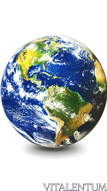Detailed globe view of Earth with Americas in focus.