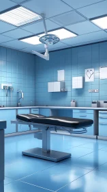 Modern surgical operating room with adjustable procedure table.