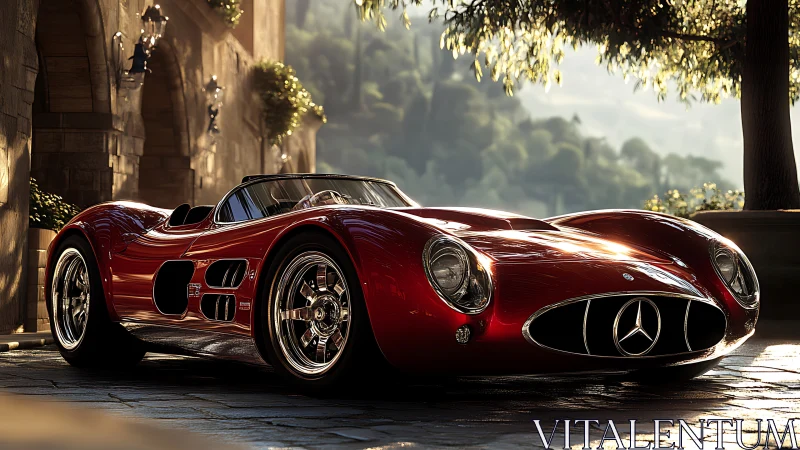 Sunlit vintage Mercedes roadster glows with timeless charm