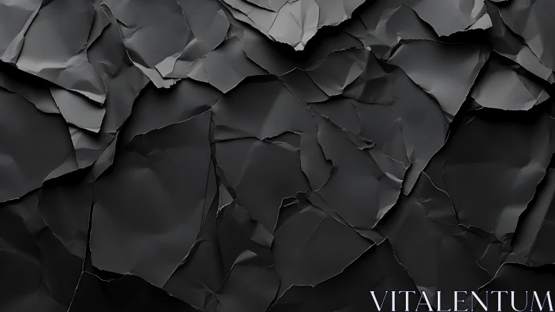 Layered torn black paper texture with sculpted shadows.