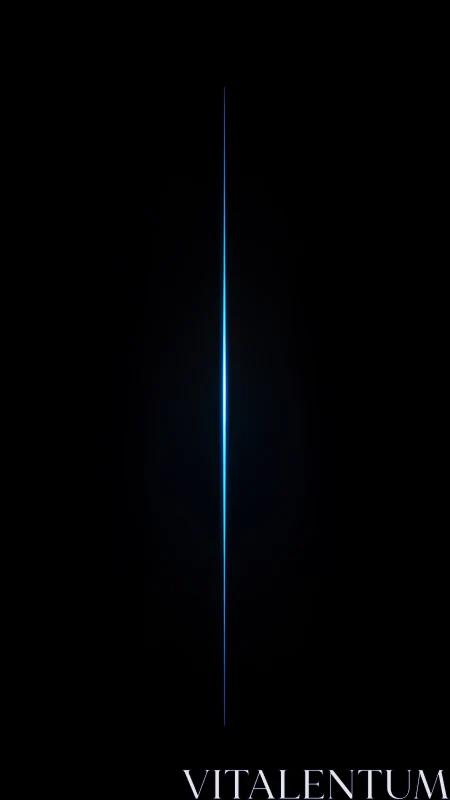 Minimalist vertical blue light beam on black field.