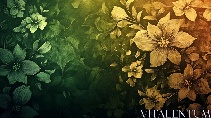 Radiant Flowers Dance from Green to Golden Warmth