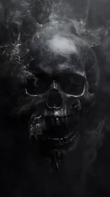 Midnight smoke skull emerging from shadowed oblivion.