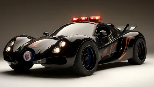 Midnight pursuit hypercar patrol streaking through studio silence.