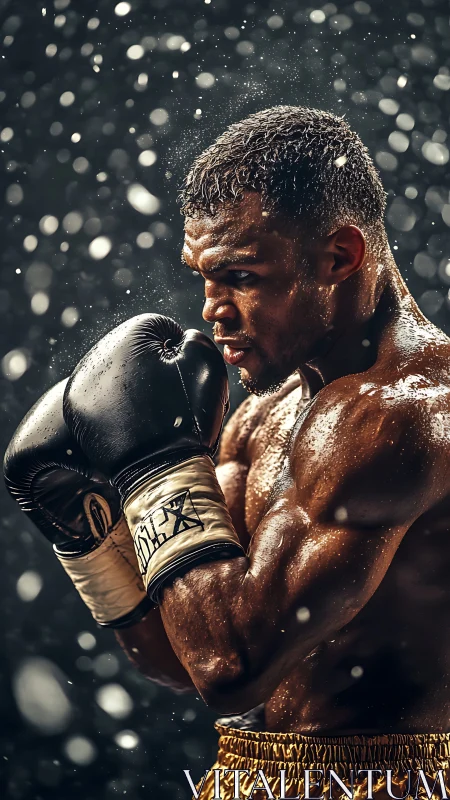 Champion's Grit: Warrior Stands Fierce Through Crystalline Storm.