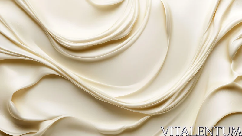 Elegant Cream Silk Fabric with Flowing Folds, Soft Abstract Style.