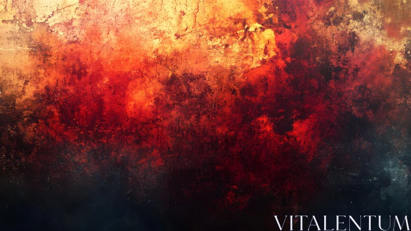 Fiery Abstract Texture Painting with Bold Red and Orange Tones.