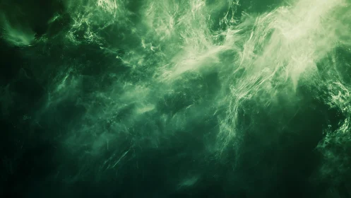 Ethereal Green Mist Abstract Digital Art with Soft Light Effects.