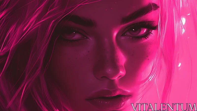 Neon-lit female portrait radiates intense cyber glow