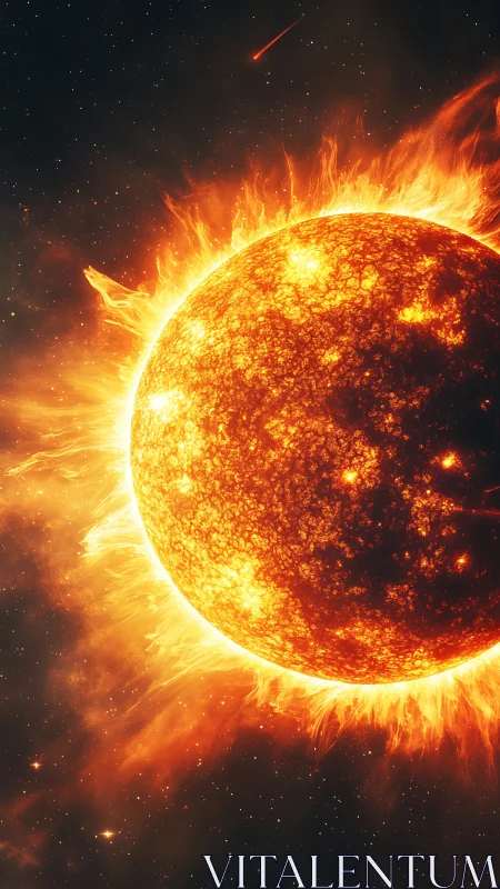 Solar inferno pirouettes through velvet-speckled cosmos