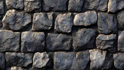 Weathered stone wall with rugged, character-filled blocks.
