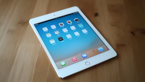 White iPad Mini on Wood Surface