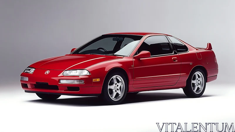 Red two-door coupe car displayed in clean studio lighting