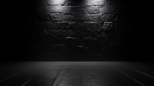 Moody black brick render with glossy tiled foreground floor.