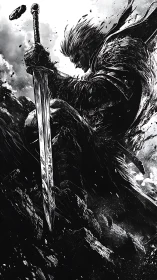 Storm-torn warrior listens to the sword’s thunderous silence