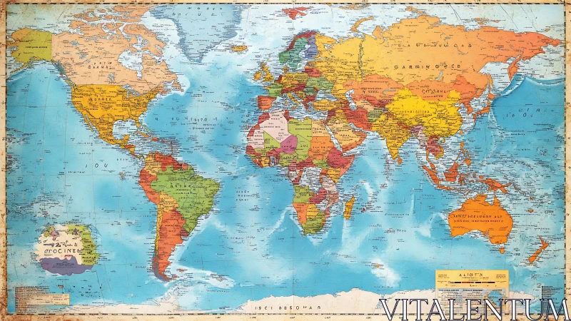 Colorful vintage world map inviting curious travel dreams.