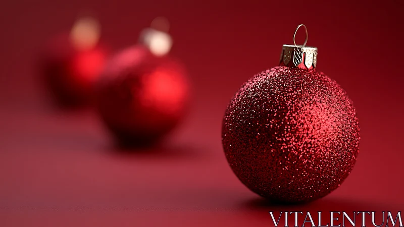 Sparkling red baubles resting in a cozy holiday hush.