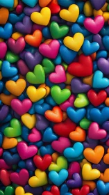 Vibrant 3D Rendered Colorful Heart Composition