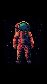 Neon voidwalker drifts alone in a starlit cosmic hush.