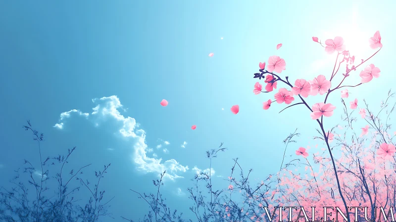 Pink Blossoms Dance Beneath a Serene Blue Sky