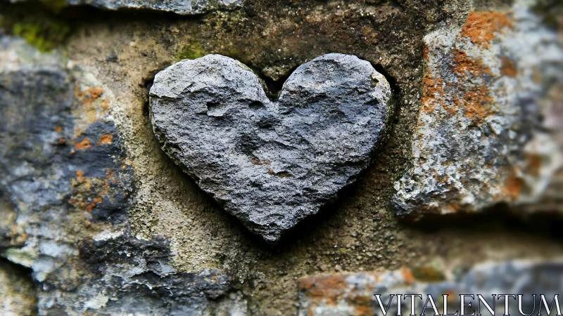 Heart-Shaped Stone on Weathered Rock Surface.