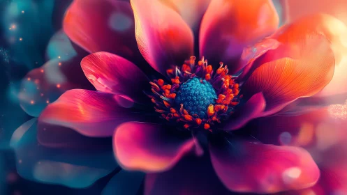 Luminous Magenta Flower with Radiant Stamen Center