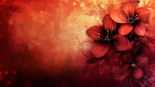Radiant Red Flowers Against Warm Gradient Background.