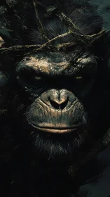 Forest guardian gorilla gazing with ancient, quiet power.