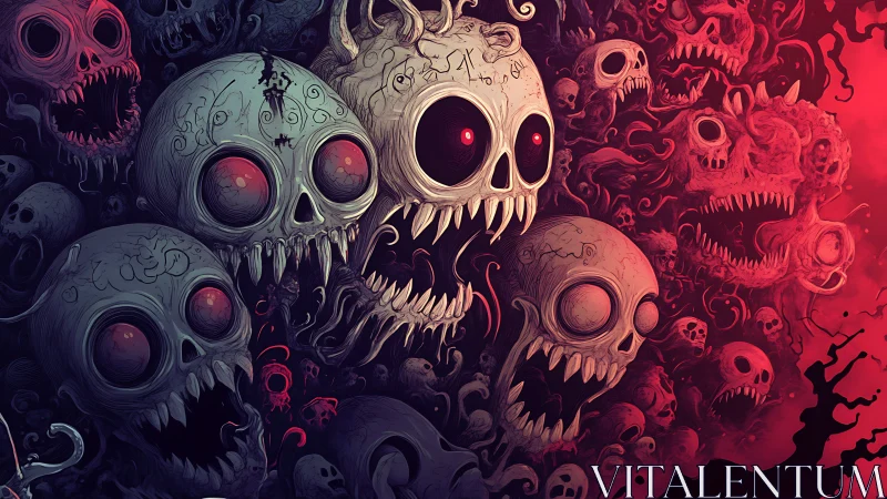 Surging skull horde erupts from crimson void in nightmarish chaos