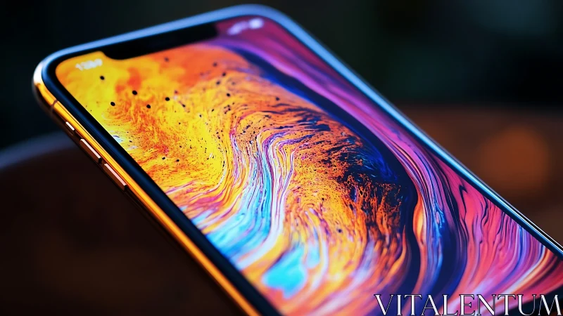 Premium smartphone macro with luminous abstract OLED display.