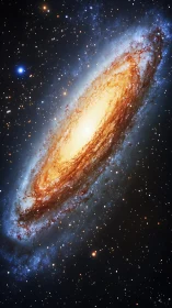 Edge-on barred spiral galaxy with luminous stellar nucleus.