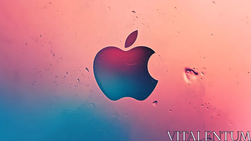 Soft gradient apple logo glows against dreamy pastel color haze