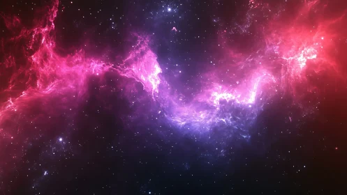 Vibrant magenta and violet nebula arcs across deep starfield